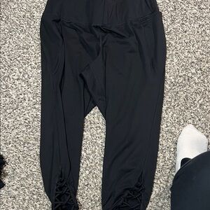 Livi Active Black Women’s Jeggings with Crisscross Ankle Detail